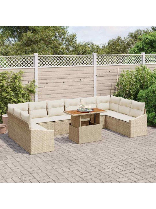 Dārza ēdamgalds 11 pcs bēšs un krēms 100 x 55 x 73 cm