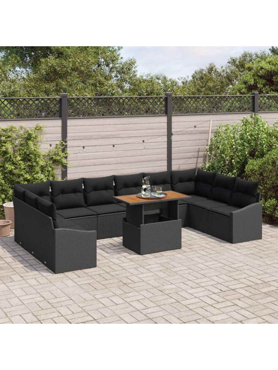 Dārza ēdamgalds 11 pcs melns un brūns 100 x 55 x 73 cm