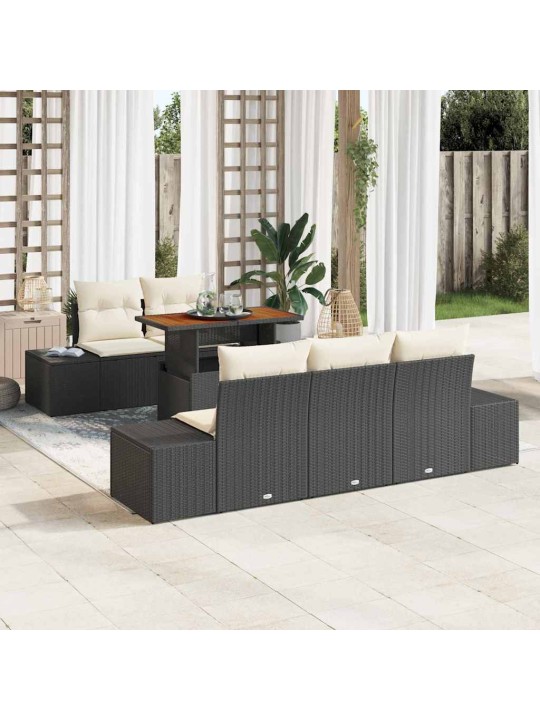 Dārza ēdamgalds 6 pcs melns un krēmkrāsa 100 x 55 x 73 cm