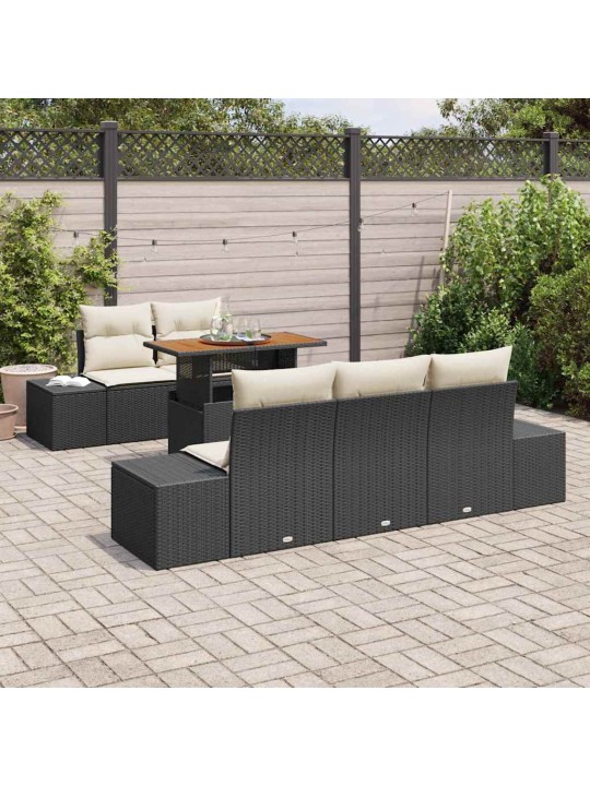 Dārza ēdamgalds 6 pcs melns un krēmkrāsa 100 x 55 x 73 cm