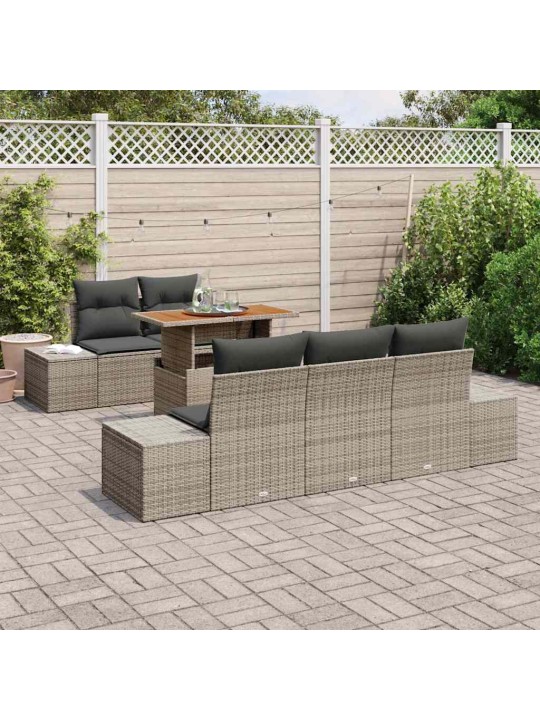 Dārza ēdamgalds 6 pcs pelēks un brūns 100 x 55 x 73 cm