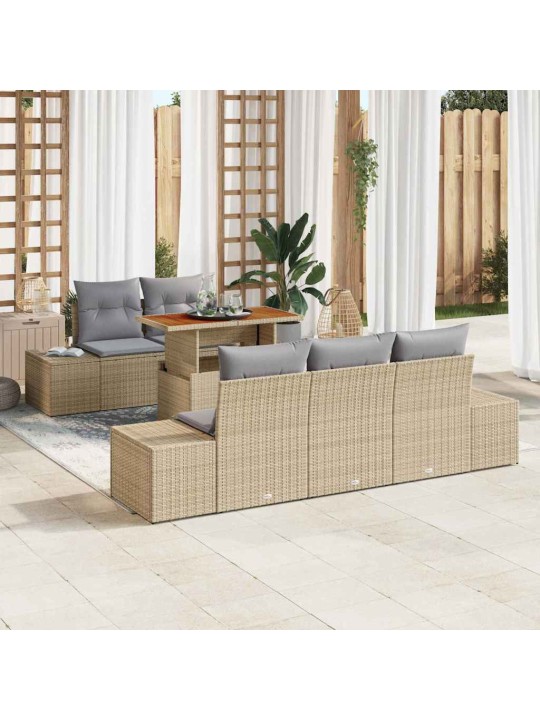 Dārza ēdamgalds 6 pcs bēšs un pelēks 100 x 55 x 73 cm