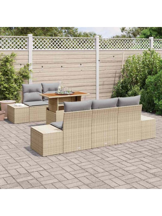 Dārza ēdamgalds 6 pcs bēšs un pelēks 100 x 55 x 73 cm