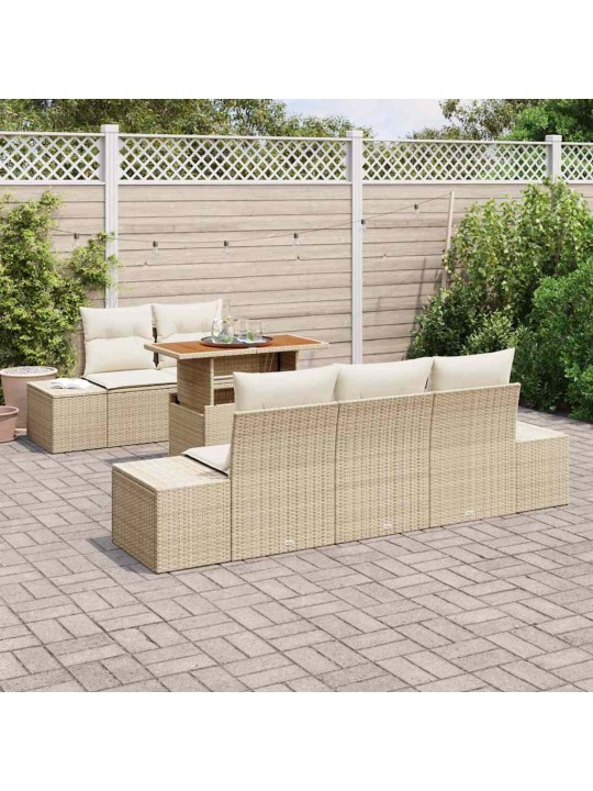 Dārza ēdamgalds 6 pcs bēšs un krēms 100 x 55 x 73 cm