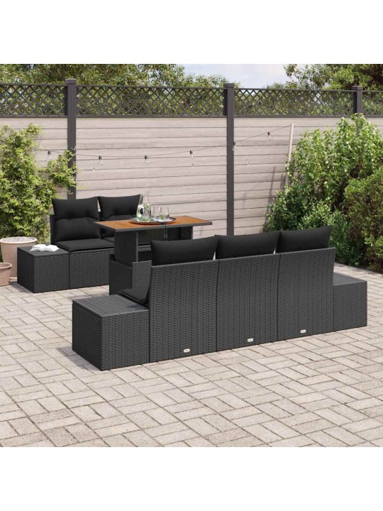 Dārza ēdamgalds 6 pcs melns un brūns 100 x 55 x 73 cm