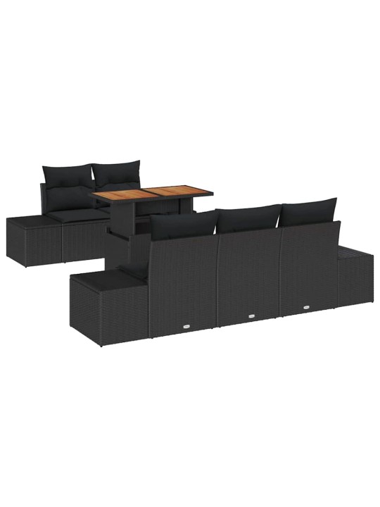 Dārza ēdamgalds 6 pcs melns un brūns 100 x 55 x 73 cm