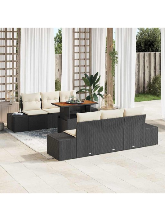 Dārza ēdamgalds 7 pcs melns un krēmkrāsa 100 x 55 x 73 cm