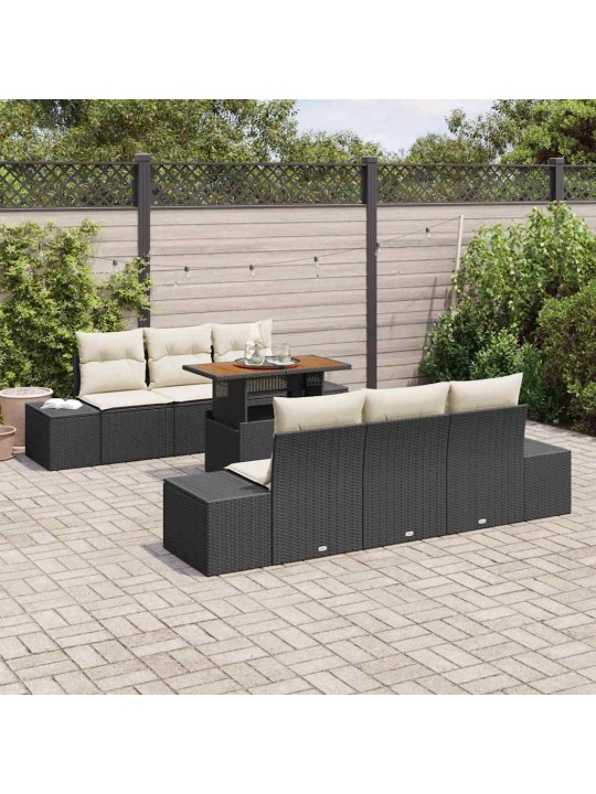 Dārza ēdamgalds 7 pcs melns un krēmkrāsa 100 x 55 x 73 cm