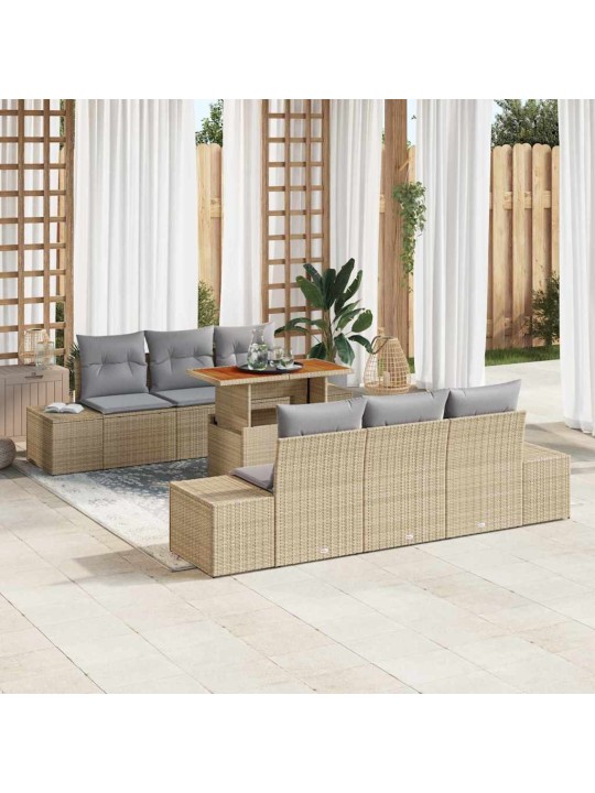Dārza ēdamgalds 7 pcs bēšs un pelēks 100 x 55 x 73 cm