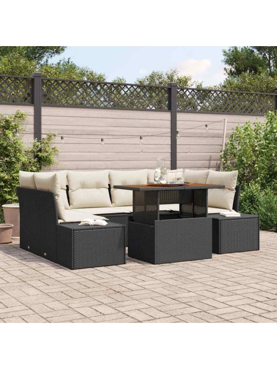 Dārza ēdamgalds 7 pcs melns un krēmkrāsa 100 x 55 x 73 cm