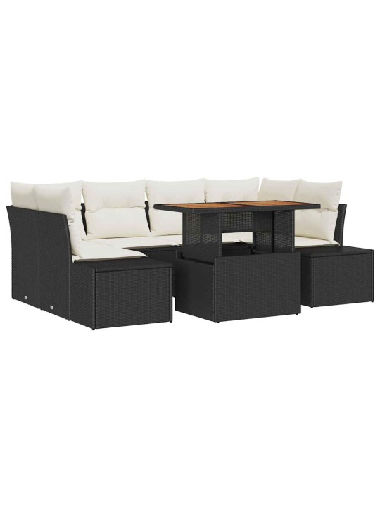 Dārza ēdamgalds 7 pcs melns un krēmkrāsa 100 x 55 x 73 cm