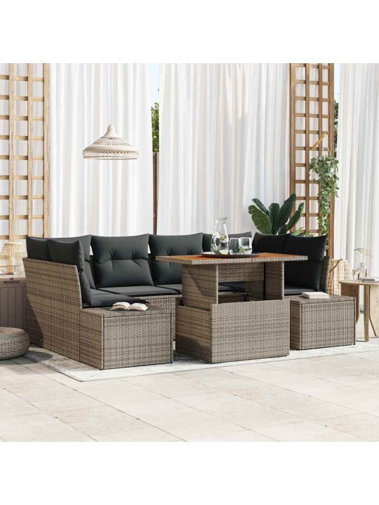 Dārza ēdamgalds 7 pcs pelēks un brūns 100 x 55 x 73 cm