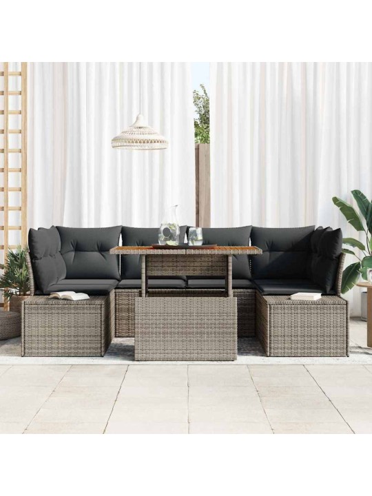 Dārza ēdamgalds 7 pcs pelēks un brūns 100 x 55 x 73 cm
