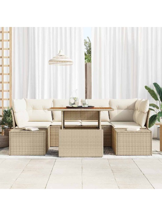 Dārza ēdamgalds 7 pcs bēšs un krēms 100 x 55 x 73 cm