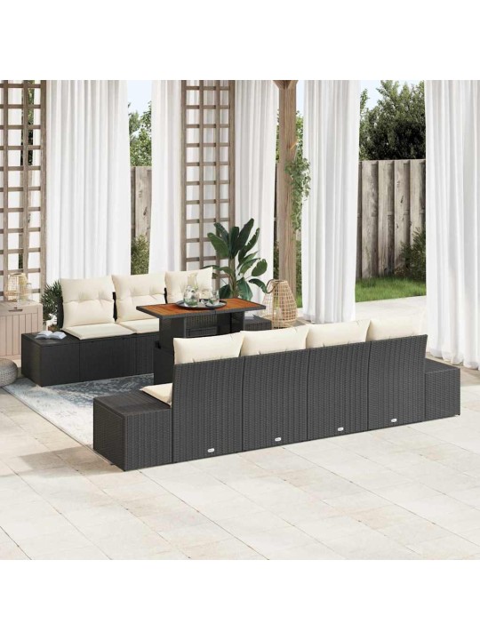Dārza ēdamgalds 8 pcs melns un krēmkrāsa 100 x 55 x 73 cm