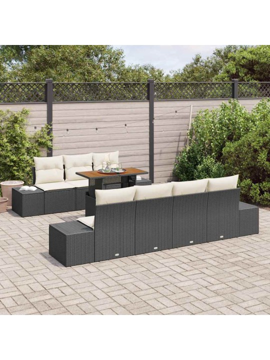 Dārza ēdamgalds 8 pcs melns un krēmkrāsa 100 x 55 x 73 cm