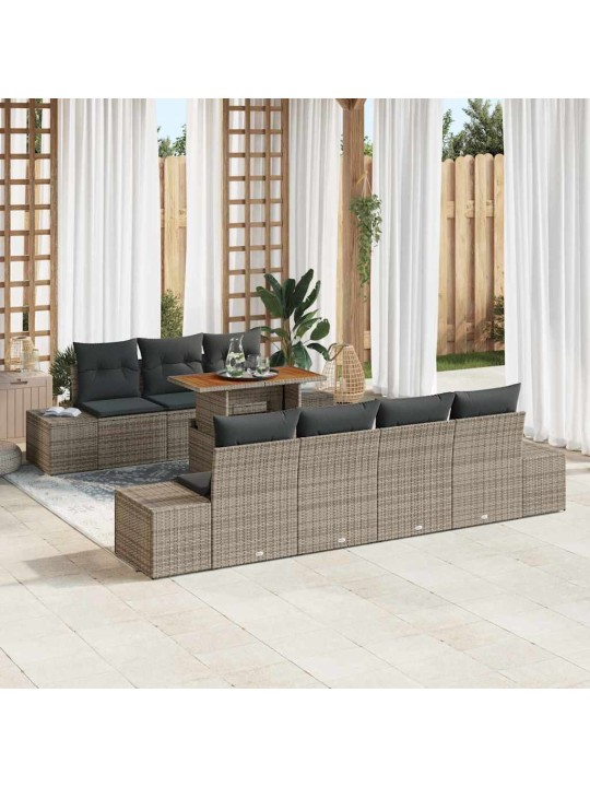 Dārza ēdamgalds 8 pcs pelēks un brūns 100 x 55 x 73 cm