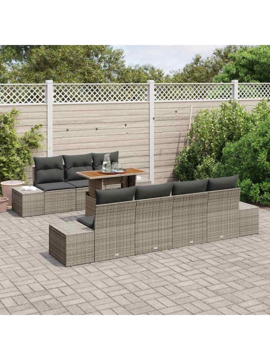 Dārza ēdamgalds 8 pcs pelēks un brūns 100 x 55 x 73 cm