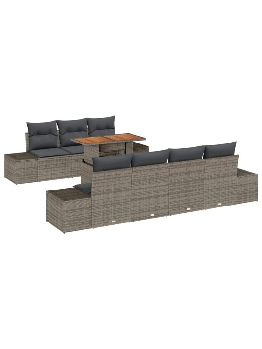 Dārza ēdamgalds 8 pcs pelēks un brūns 100 x 55 x 73 cm