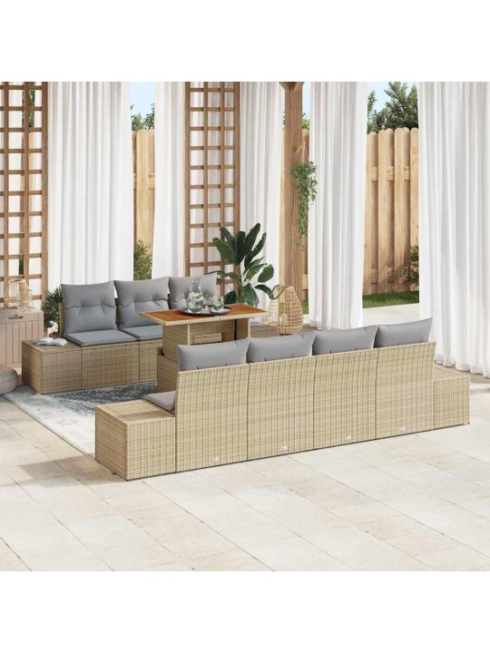 Dārza ēdamgalds 8 pcs bēšs un pelēks 100 x 55 x 73 cm