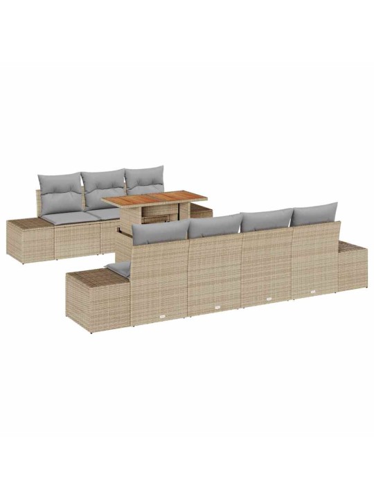 Dārza ēdamgalds 8 pcs bēšs un pelēks 100 x 55 x 73 cm