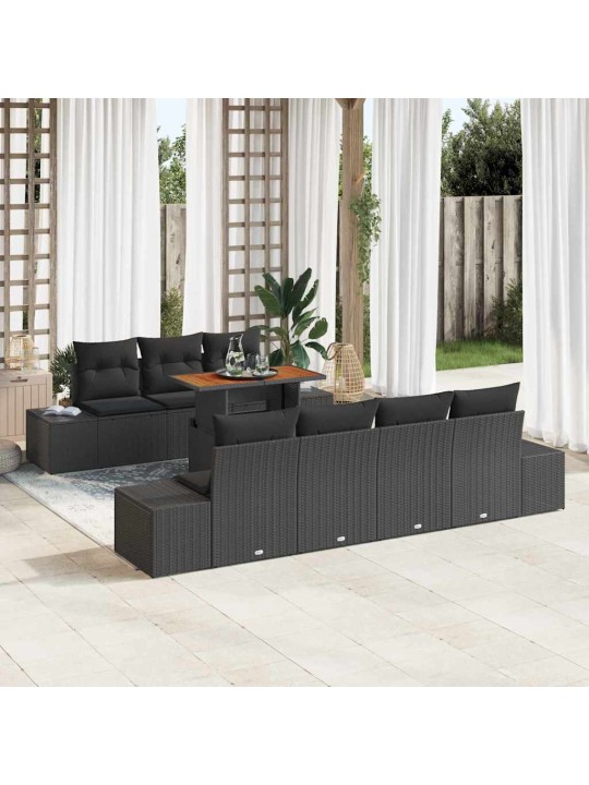 Dārza ēdamgalds 8 pcs melns un brūns 100 x 55 x 73 cm