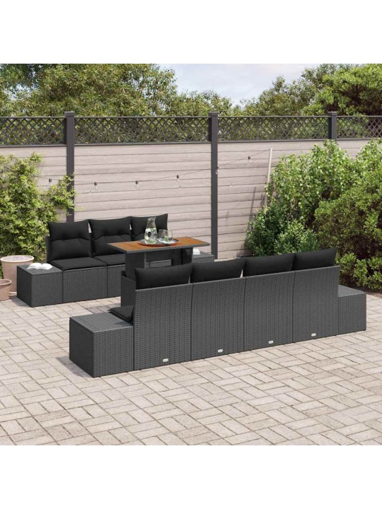 Dārza ēdamgalds 8 pcs melns un brūns 100 x 55 x 73 cm
