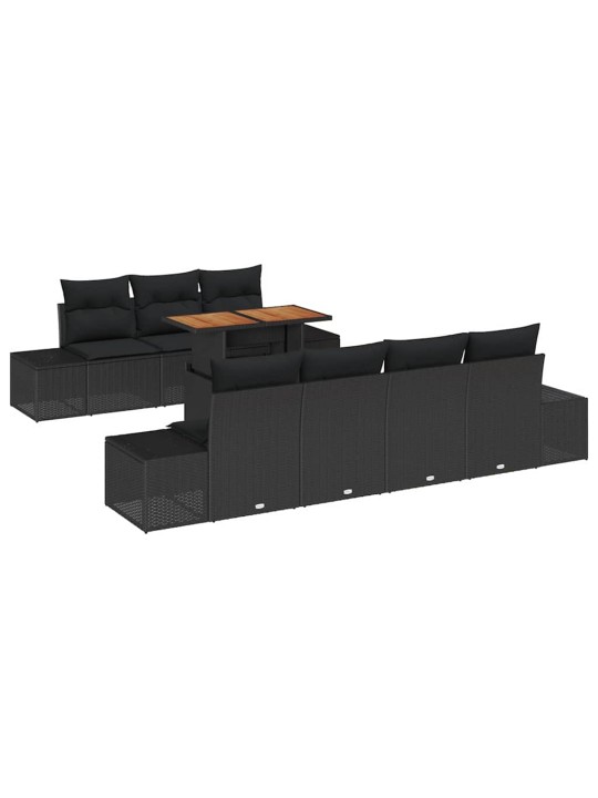 Dārza ēdamgalds 8 pcs melns un brūns 100 x 55 x 73 cm