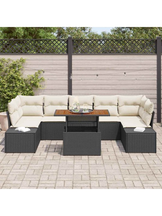 Dārza ēdamgalds 8 pcs melns un krēmkrāsa 100 x 55 x 73 cm