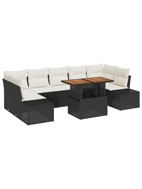 Dārza ēdamgalds 8 pcs melns un krēmkrāsa 100 x 55 x 73 cm