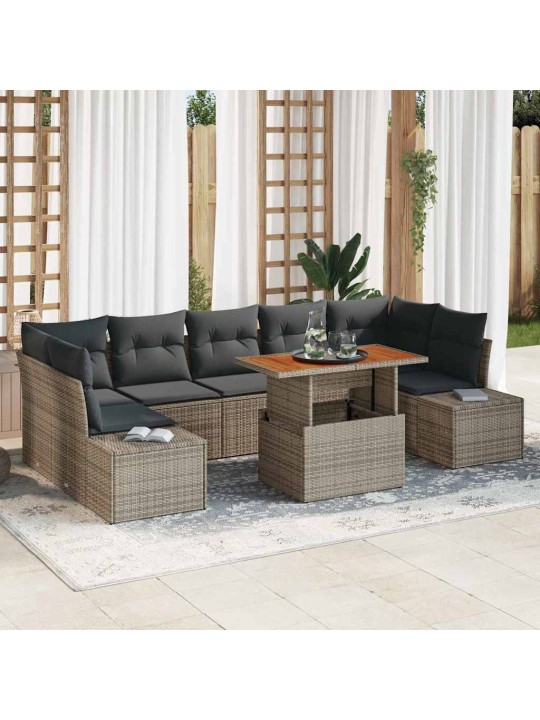 Dārza ēdamgalds 8 pcs pelēks un brūns 100 x 55 x 73 cm