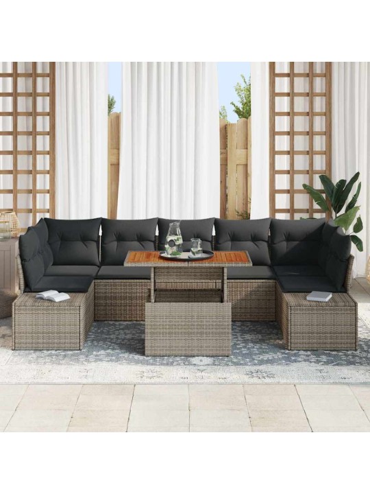 Dārza ēdamgalds 8 pcs pelēks un brūns 100 x 55 x 73 cm