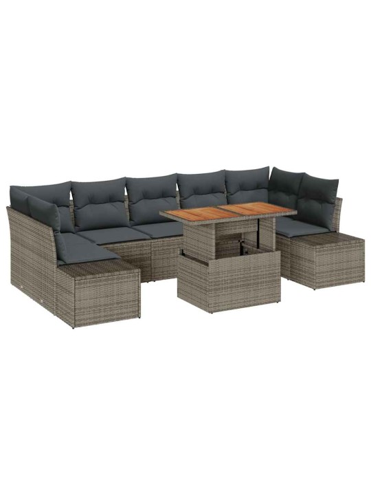 Dārza ēdamgalds 8 pcs pelēks un brūns 100 x 55 x 73 cm