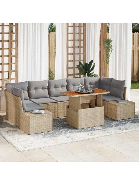 Dārza ēdamgalds 8 pcs bēšs un pelēks 100 x 55 x 73 cm