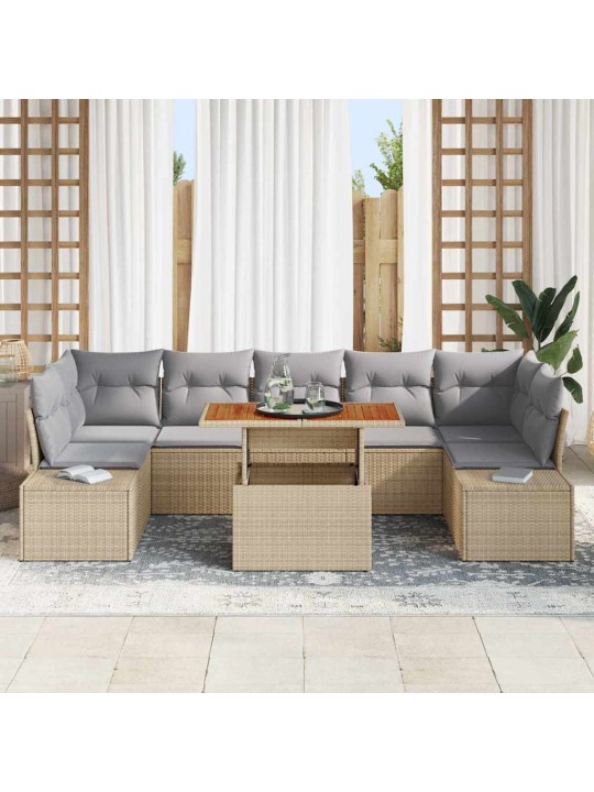 Dārza ēdamgalds 8 pcs bēšs un pelēks 100 x 55 x 73 cm
