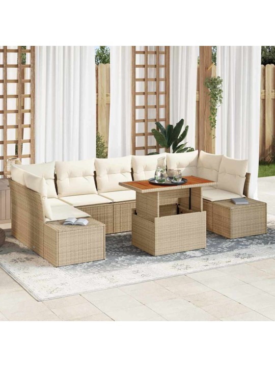 Dārza ēdamgalds 8 pcs bēšs un krēms 100 x 55 x 73 cm