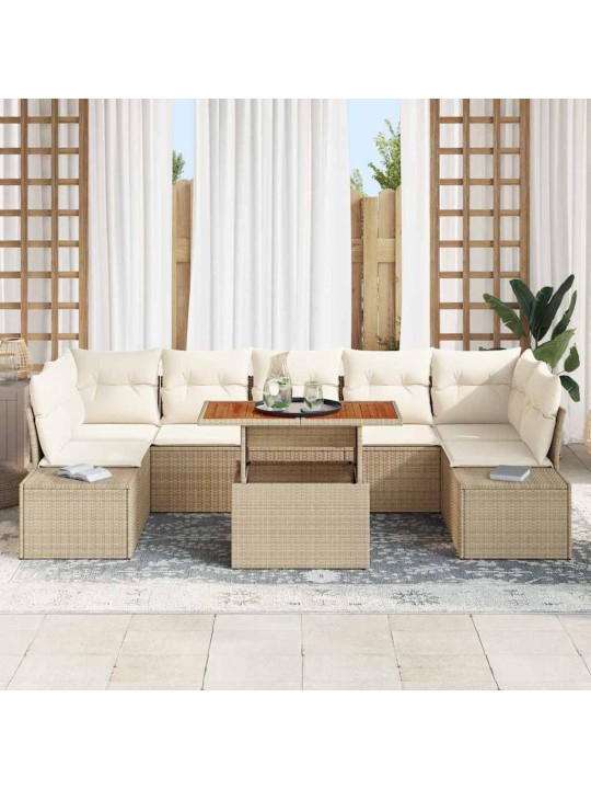 Dārza ēdamgalds 8 pcs bēšs un krēms 100 x 55 x 73 cm