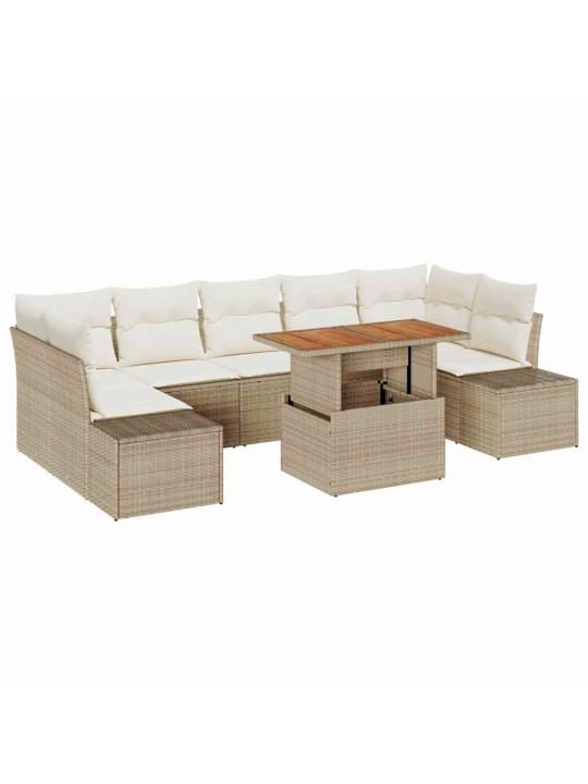 Dārza ēdamgalds 8 pcs bēšs un krēms 100 x 55 x 73 cm