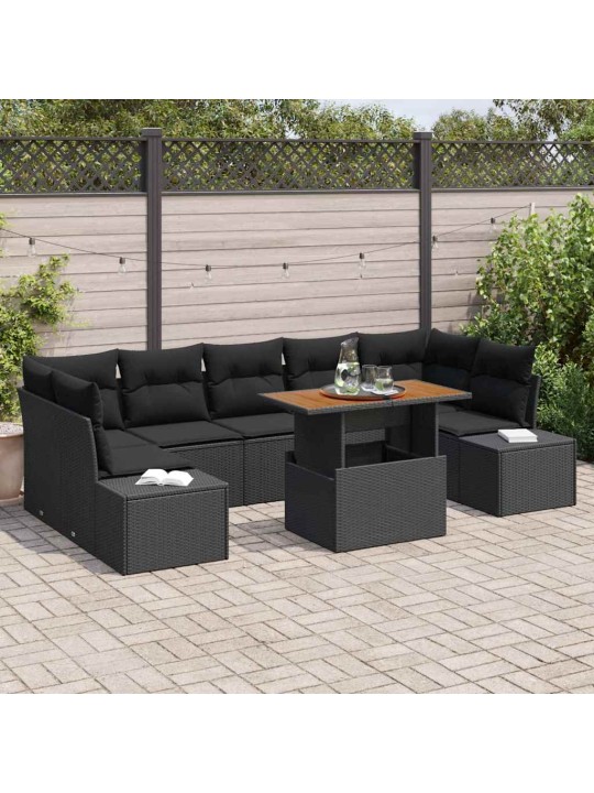Dārza ēdamgalds 8 pcs melns un brūns 100 x 55 x 73 cm