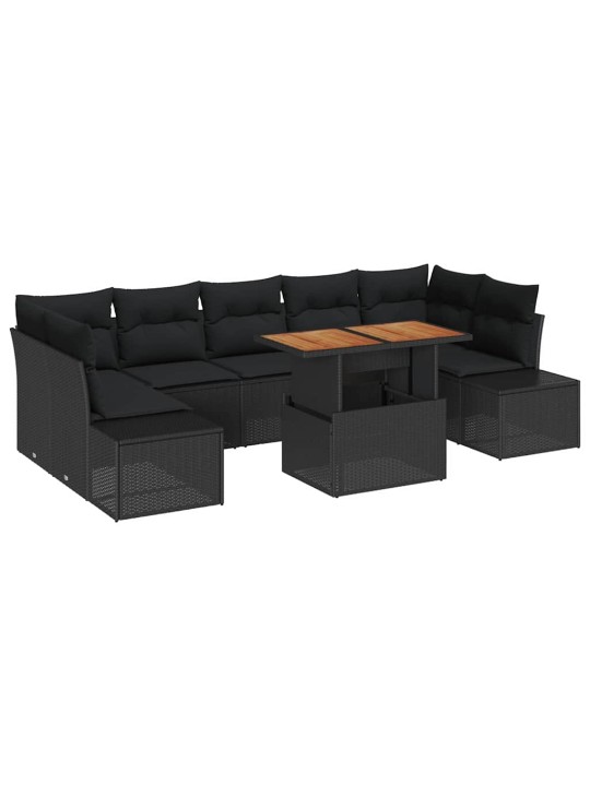 Dārza ēdamgalds 8 pcs melns un brūns 100 x 55 x 73 cm