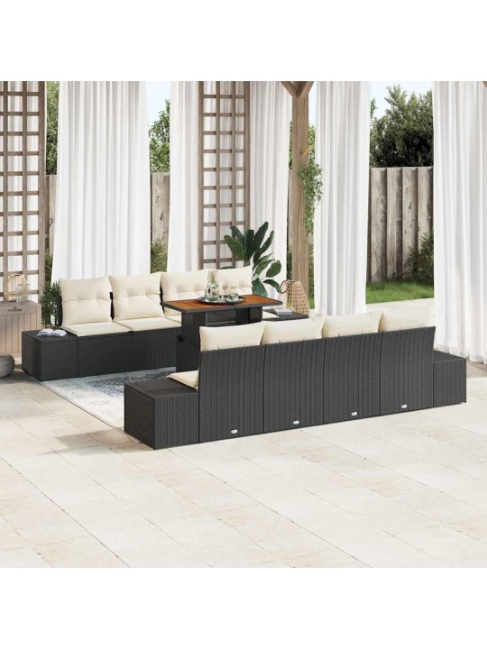 Dārza ēdamgalds 9 pcs melns un krēmkrāsa 100 x 55 x 73 cm