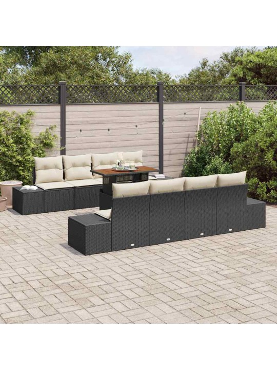 Dārza ēdamgalds 9 pcs melns un krēmkrāsa 100 x 55 x 73 cm