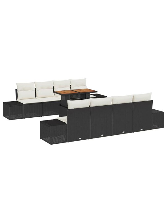 Dārza ēdamgalds 9 pcs melns un krēmkrāsa 100 x 55 x 73 cm