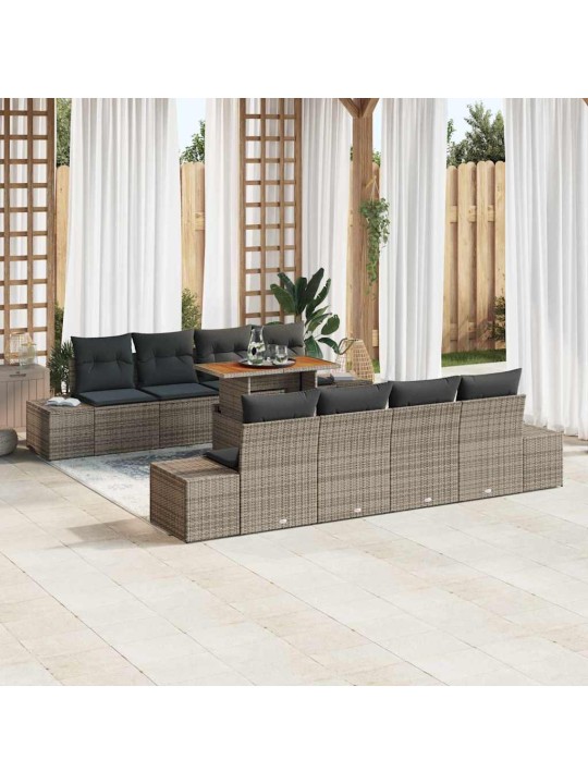 Dārza ēdamgalds 9 pcs pelēks un brūns 100 x 55 x 73 cm