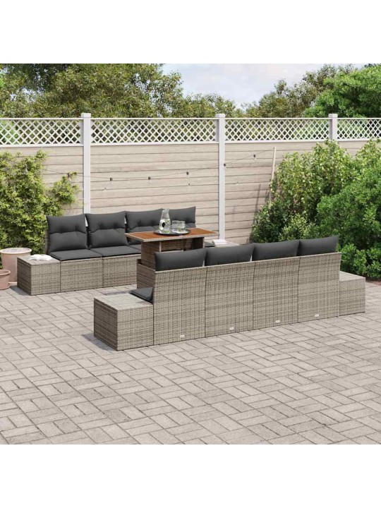 Dārza ēdamgalds 9 pcs pelēks un brūns 100 x 55 x 73 cm