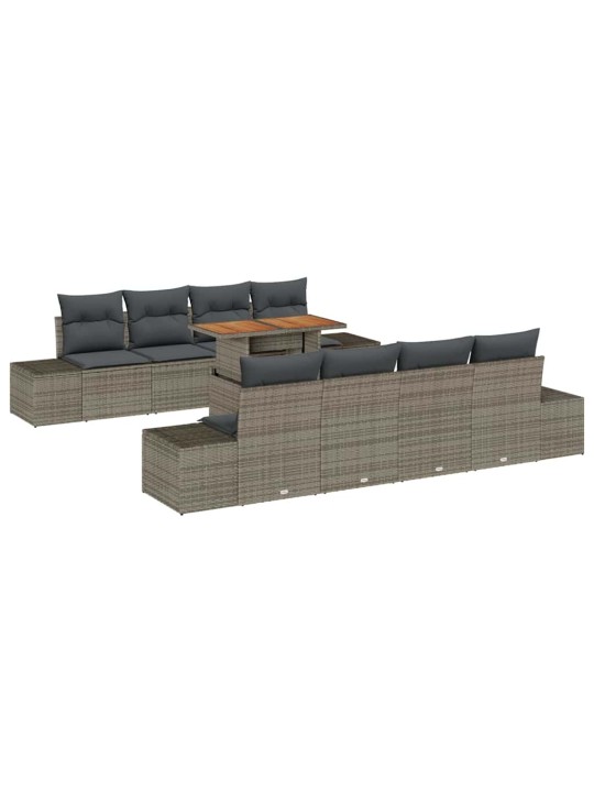 Dārza ēdamgalds 9 pcs pelēks un brūns 100 x 55 x 73 cm