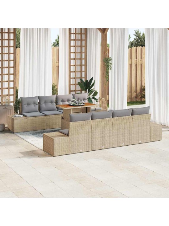 Dārza ēdamgalds 9 pcs bēšs un pelēks 100 x 55 x 73 cm