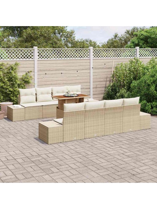 Dārza ēdamgalds 9 pcs bēšs un krēms 100 x 55 x 73 cm