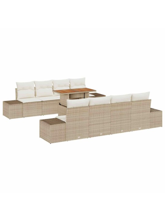 Dārza ēdamgalds 9 pcs bēšs un krēms 100 x 55 x 73 cm