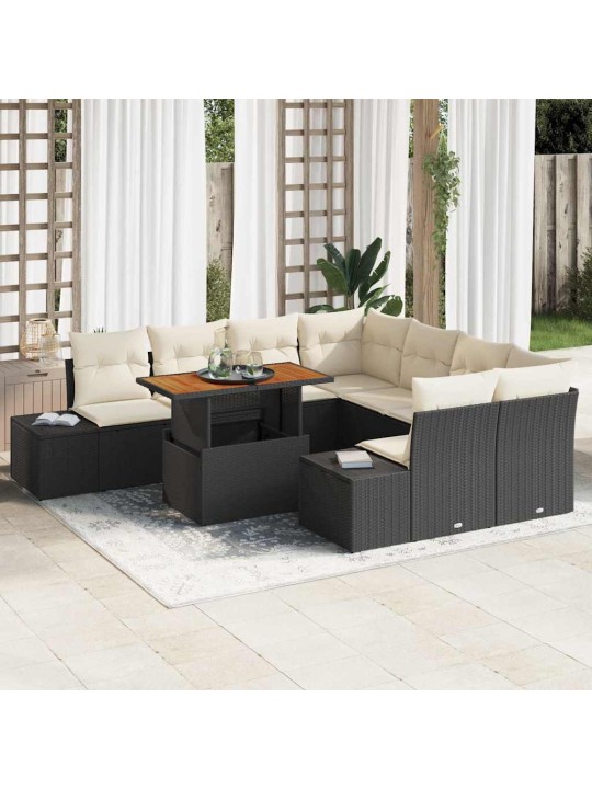 Dārza ēdamgalds 9 pcs melns un krēmkrāsa 100 x 55 x 73 cm